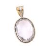 Natural Crystal Quartz Gemstone 925 Solid Silver Two Tone Pendant 1.25'' P2k90