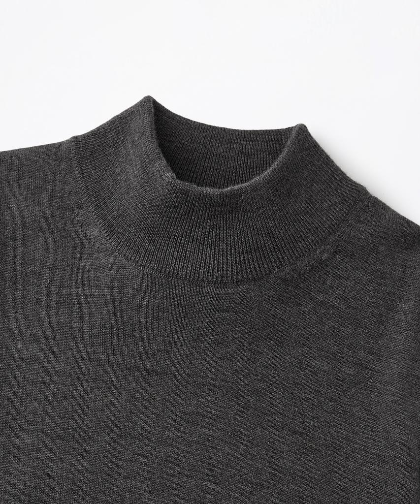 OUTSTANDING Soft Yarn Mock Neck Knit Sweater_Charcoal
