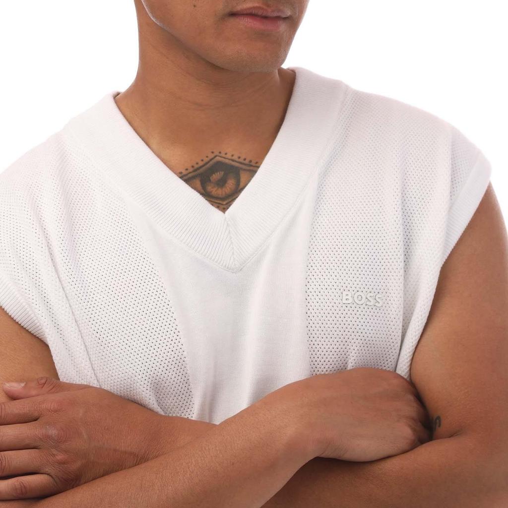 Boss Mens Vollino Knitted Sleeveless Sweater Top