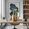 Home Decor Lucky Deer Statue Family Piano Finish Ceramic Figures - (Set of 3, Golden Set)