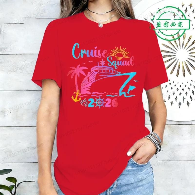 T-shirt Stampate Squadra Crociera 2026 Crociera di Compleanno in Famiglia T-shirt Harajuku da Donna Manica Corta Abbigliamento Femminile Top Tee Street