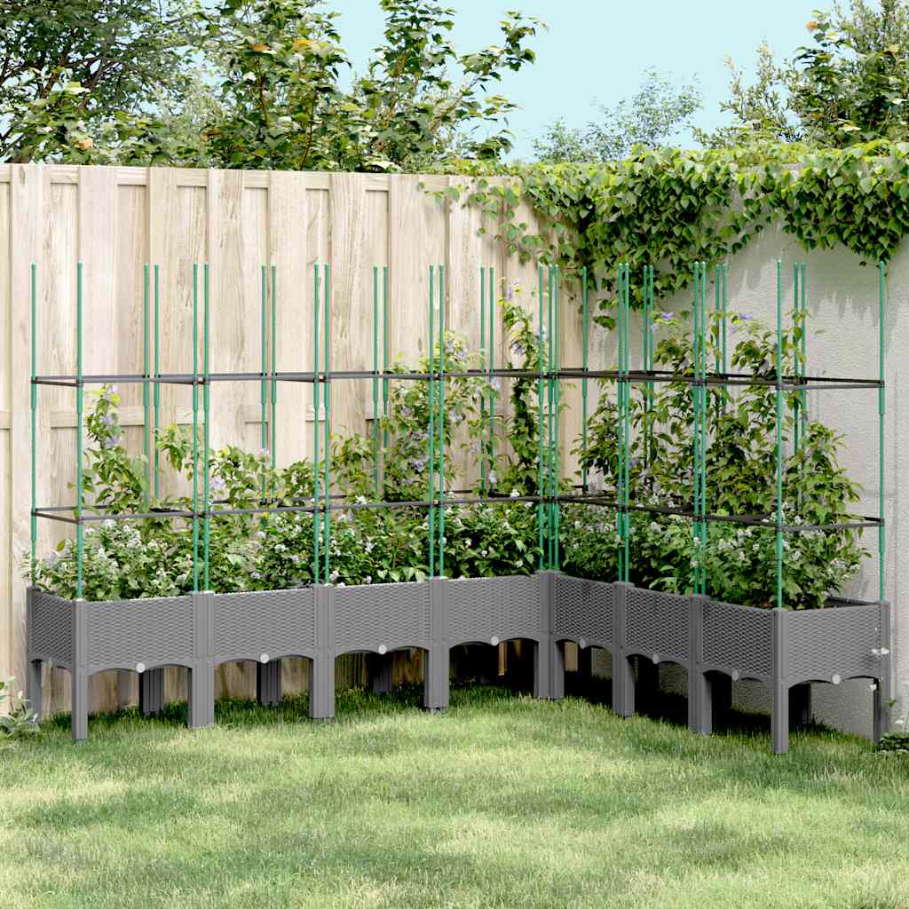 Planter with Trellis Light Grey 200 x 160 x 142.5 cm PP