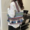 Large Capacity Ethnic Style Fashion Elegant Handbag 2024 Autumn New Style Shoulder Bag for Women Commuter Tote Clutch Purse
