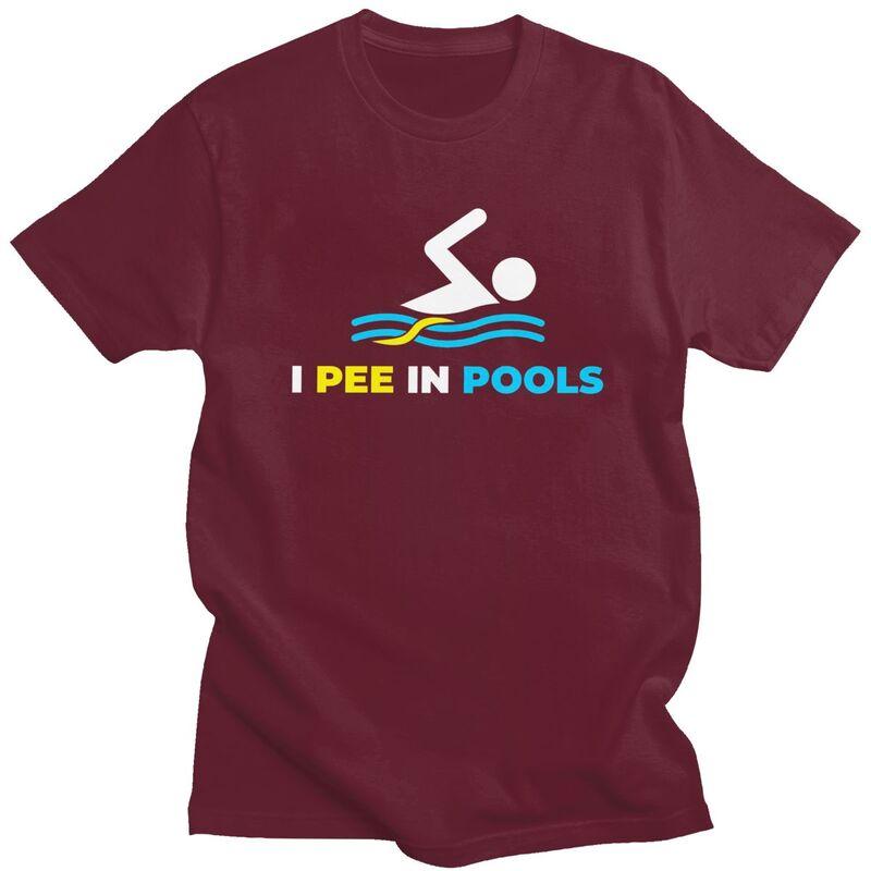 Individuelles Mode Lustiges Schwimmen Ich Pisse in Pools T-Shirt Herren Kurzarm-T-Shirts Streetwear Tee 100% Baumwolle Übergroßes T-Shirt Geschenk