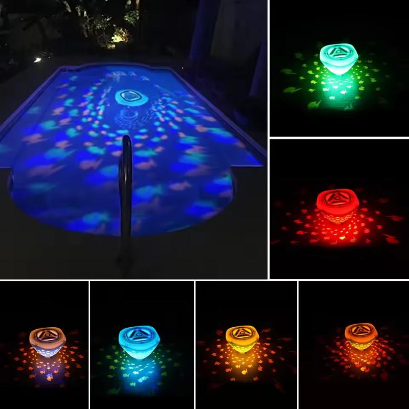 Floating Pool Lights Fish Pattern LED Projector Solar Waterproof Fountain Lighting for Outdoor Pool Night Party Decor