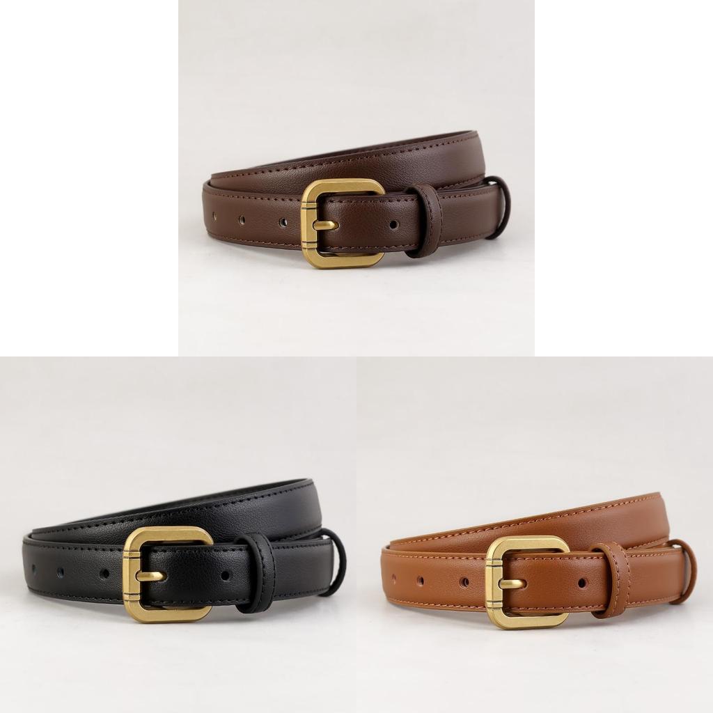 Womens Classic Leather Waistband With Metal Pin Closure For Office And Daily Use