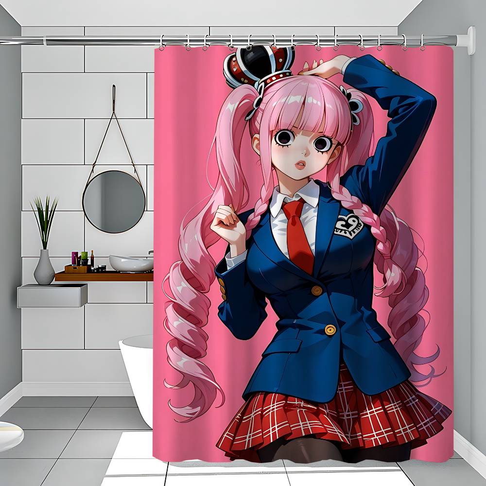 Perona Cartoon Animation Shower Curtain Outdoor Scenery Summer Vacation Bathroom Decor Holiday Polyester Bath Curtain With Hook