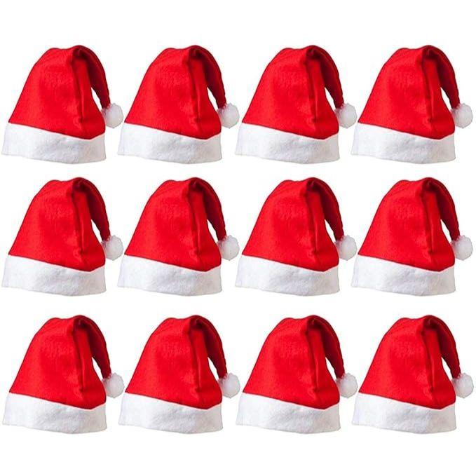 PACK OF 12 / Christmas Santa Claus Hat/Santa Claus Cap Merry Christmas Hat Cap for Christmas/Xmas Party Celebration
