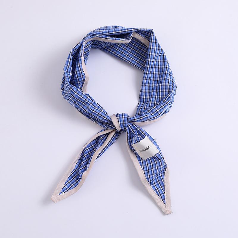 

Triangle scarf spring and summer new small fresh multi-functional scarf plaid triangle headscarf triangle scarf waist silk scarf