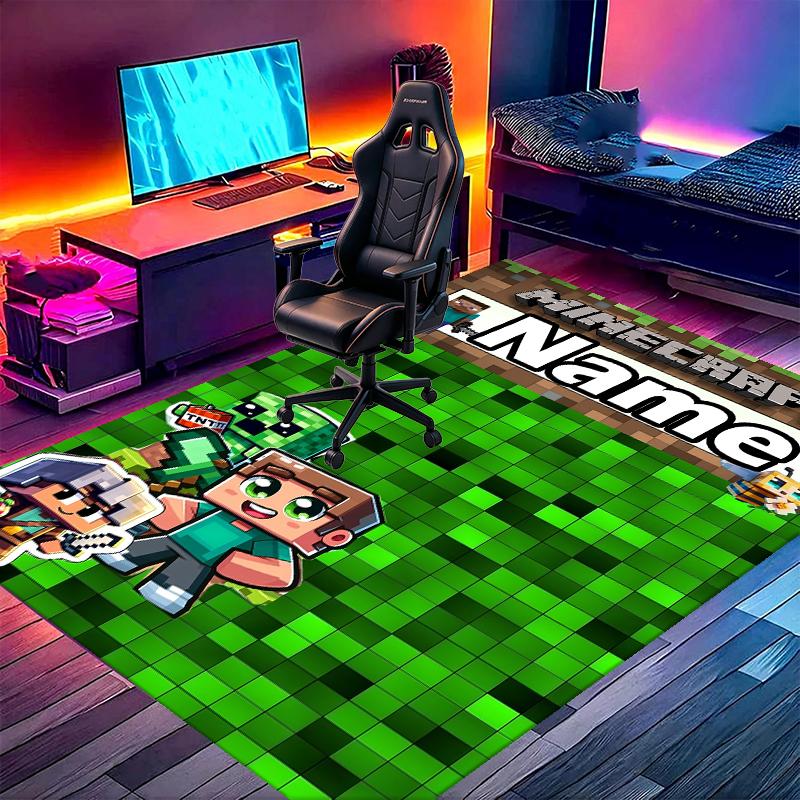 Custom Name Personalized Gamer craft Print Carpet, Versatile Home Decor Rug, for Playroom, Apartment, Balcony, Entryway, Hallway Gift