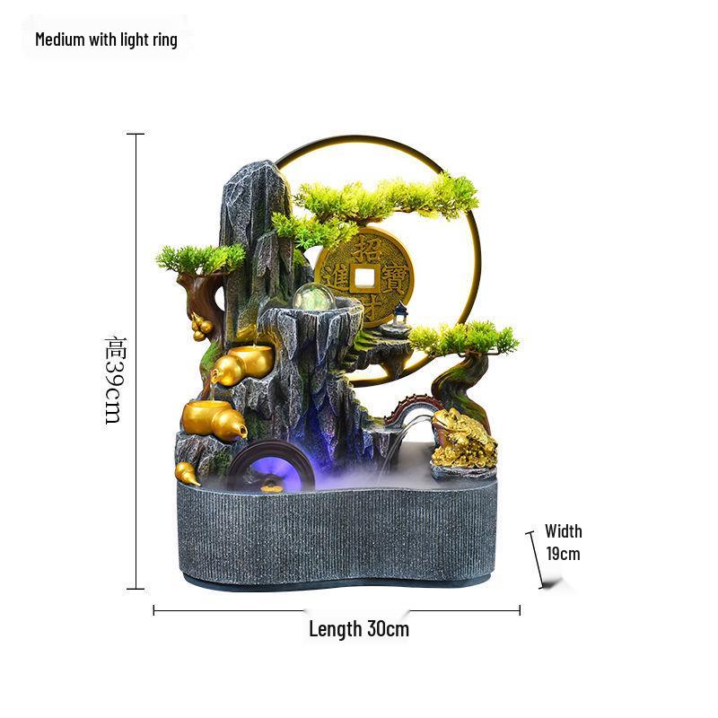 Feng Shui Wheel Fountain for Attracting Wealth: Rockery Water Feature for Office, Living Room, or Entryway - Perfect Housewarming Gift