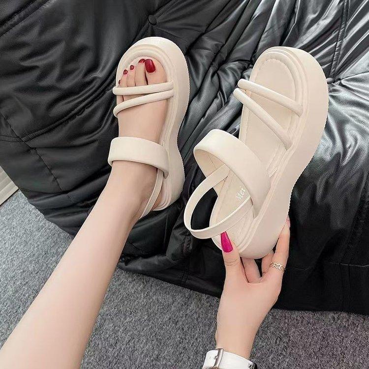 Roman sandals new summer thick-soled word with fairy muffin size 35 белый