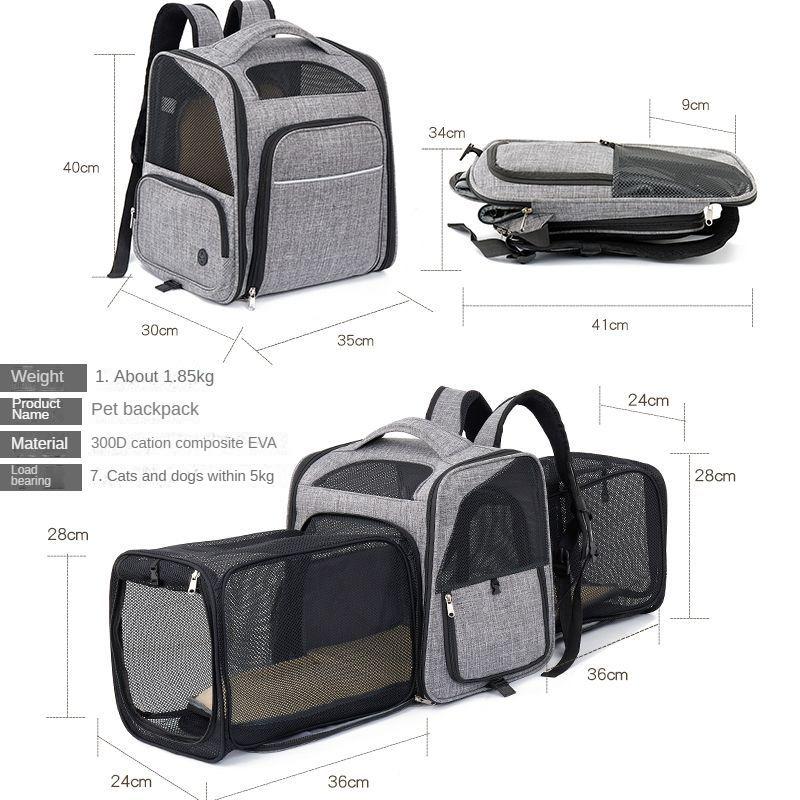 New Large Cat Bag Wholesale Large Capacity Double Expansion Pet Backpack Oxford Cloth Expandable Pet Bag