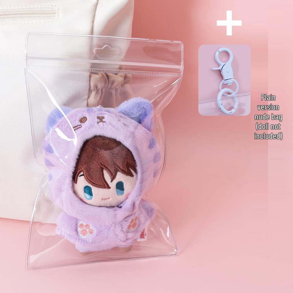 Handmade Trendy Doll Bag with DIY Raincoat, Transparent Waterproof Storage, and Dustproof Cotton Fabric.