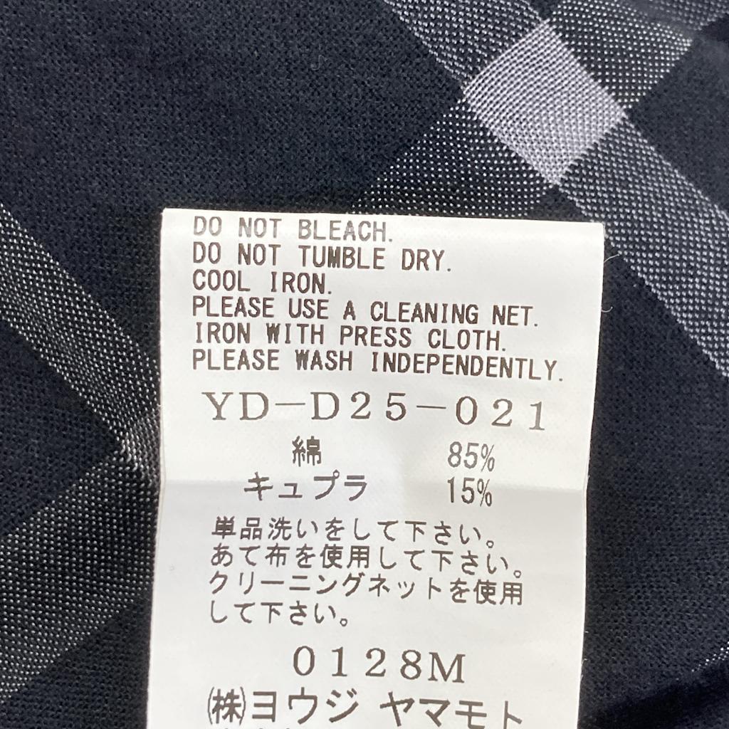 Y's YD-D25-021 Black Cotton Cupro Plaid Shirt Dress Dress 1 blackUsed