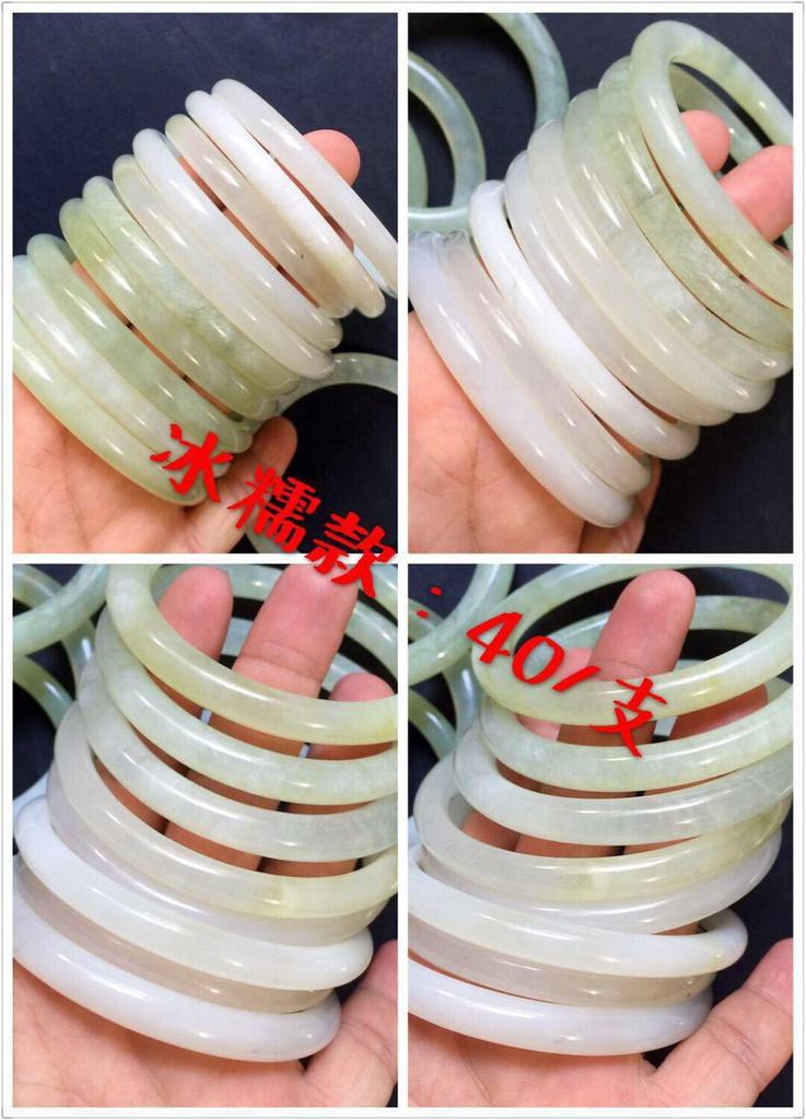 Natürliches Xiuyan-Jaspis-Tuschewasch-Armband - Feiner Ding-Dang-Stil, Eis-Transparente Oberfläche, Weißer Eis-Jadit für Damen.
