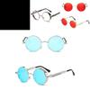 Vintage Steampunk Round Sunglasses With Reflective Mirrored Lenses And Metal Frame