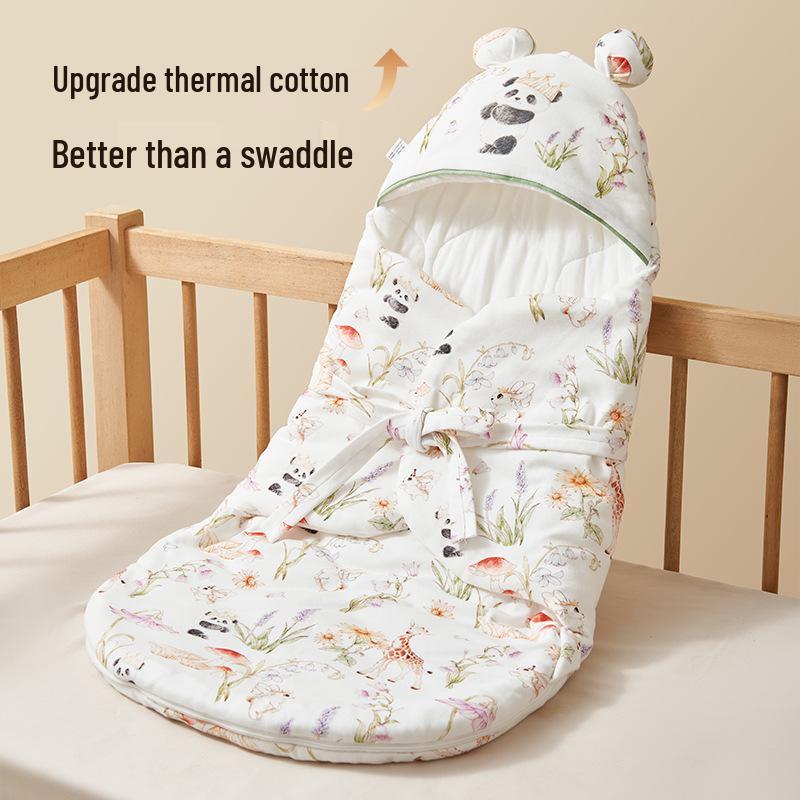 Copertina Swaddle in Puro Cotone Ispessito per Bambini Autunno/Inverno – Doppia Utilizzo: Ricevimento Neonato e Uso Esterno