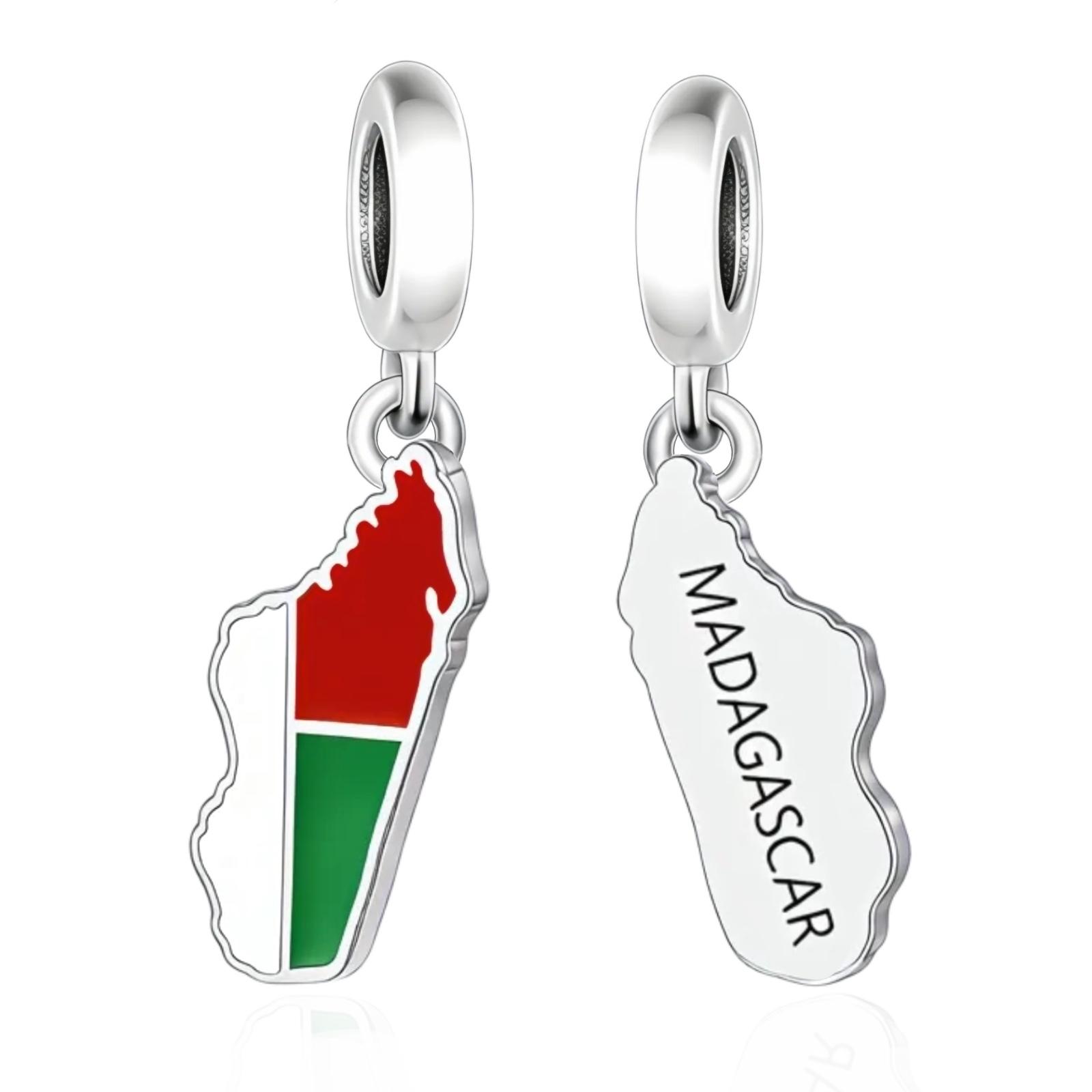 Pan Charms 925 Sterling Silver Map Flag Africa MAURITIUS MADAGASCAR SEYCHELLES TUNISIA Bead Fit Original Bracelet Assurance