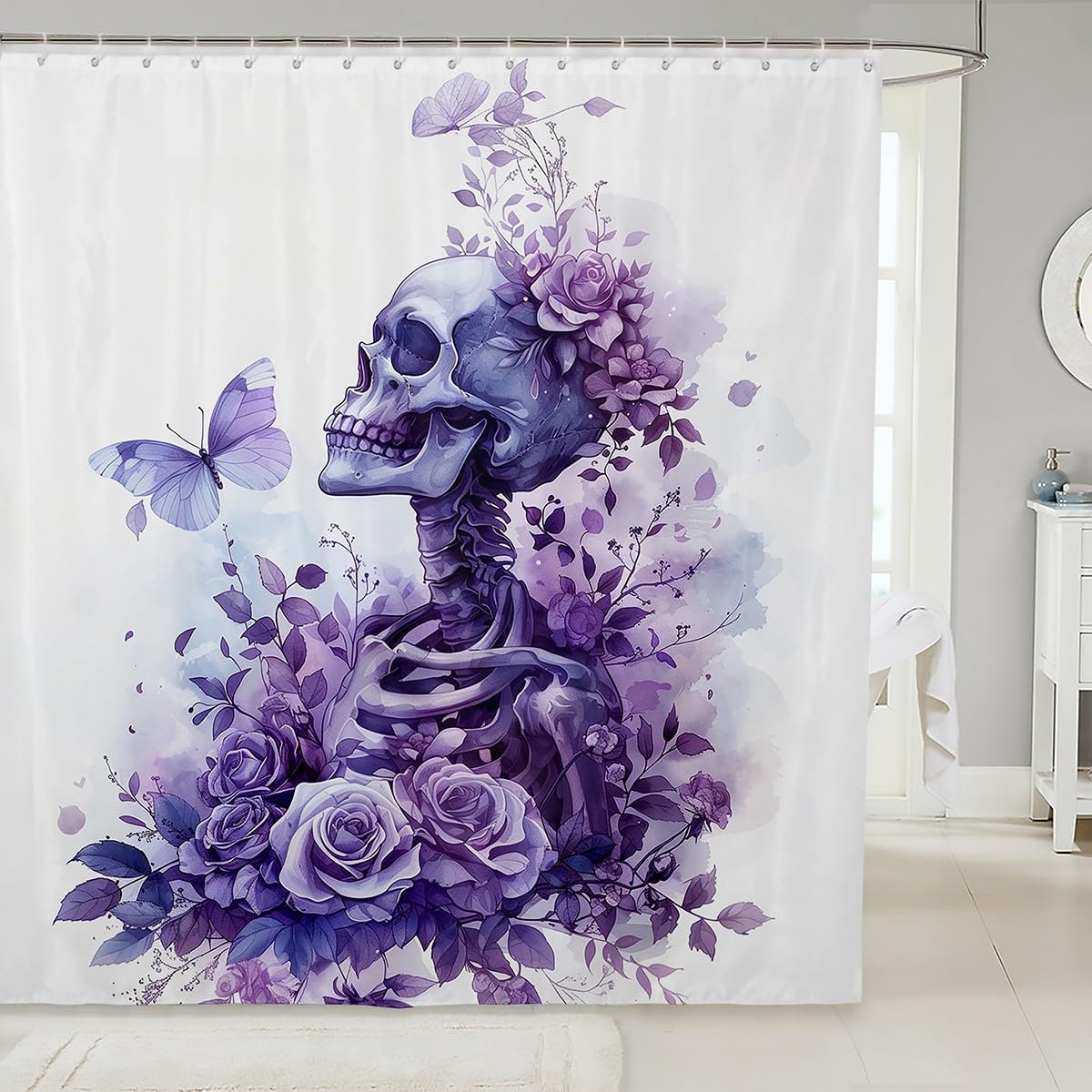 

Halloween Sugar Ghost Bathroom Curtain,Cat Witch Shower Curtain for Kids Boys Girls Bathroom Decor,Happy Halloween Waterproof 90x180CM