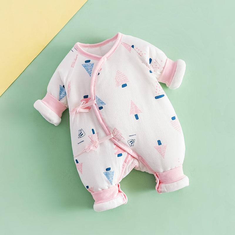 

Newborn Thick Cotton Lace-up Jumpsuit - 150g Winter Crawling Suit 52 cm
