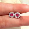 White/Blue/Red/Green Cubic Zirconia Stud Earrings for Women Dainty Ear Stud Temperament Female Accessories Trendy Jewelry