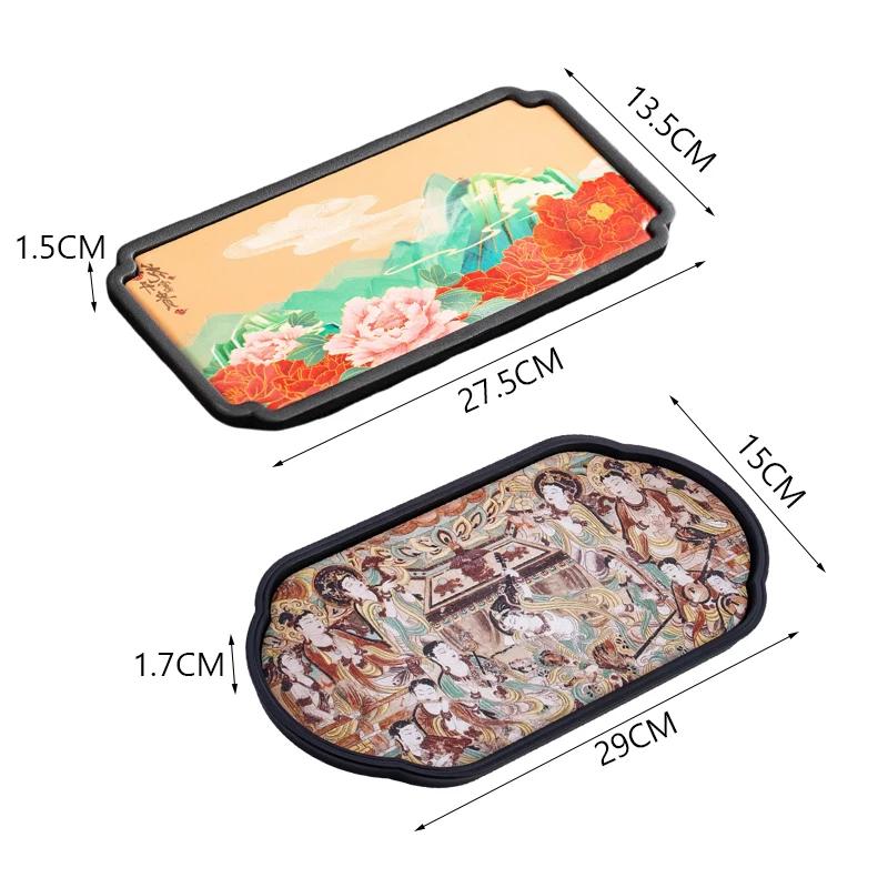 Chinese Style Retro Absorbent Tea Tray for Coffee Tables, Modern Household Decoration, Dry Bubble Function, New Design