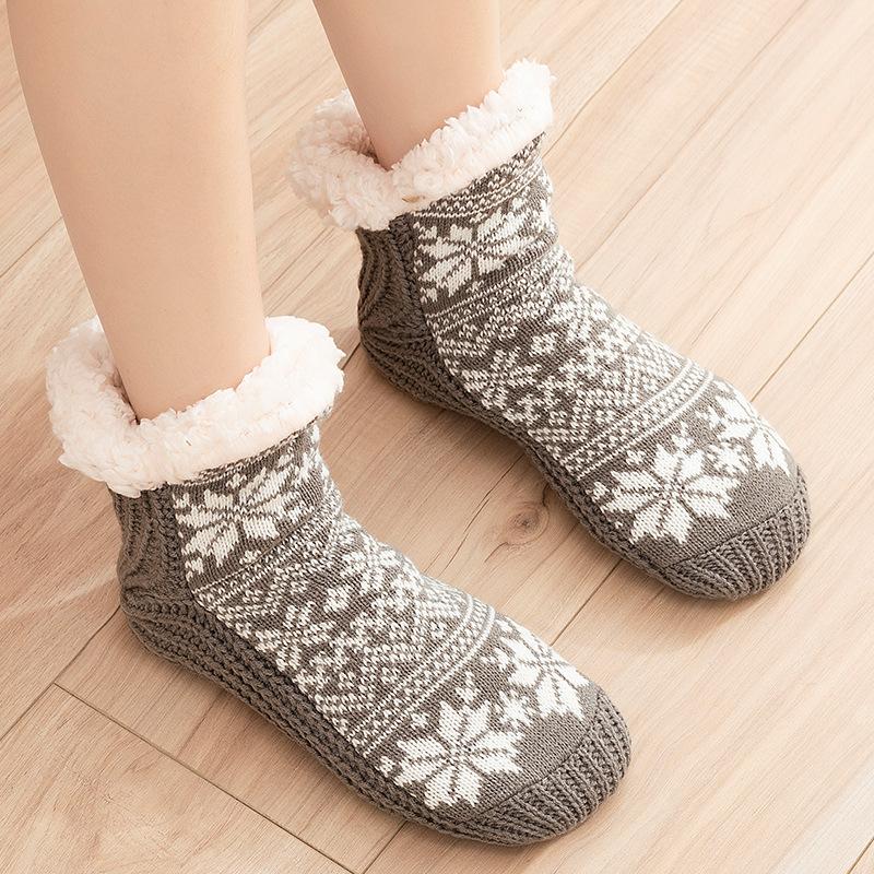 Female Winter Thickened Medium Tube Anti-slip Home Floor Snow Socks