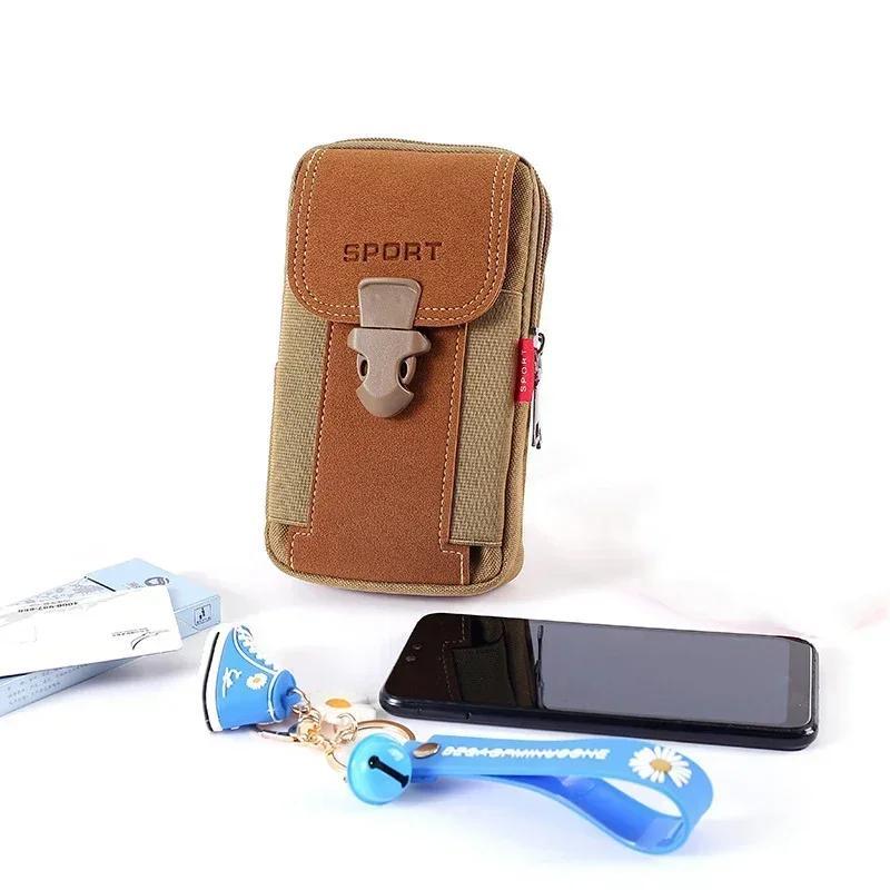 Universal Canvas Waterproof Mobile Phone Bag For Samsung/iPhone/Huawei/HTC/LG/Xiaomi Wallet Case Belt Pouch Coin Purse Cover