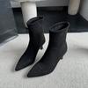 Stiletto Boots Black European and American Fashion Thin Boots Pointed Suede Retro High-heeled Elastic Socks High Sense