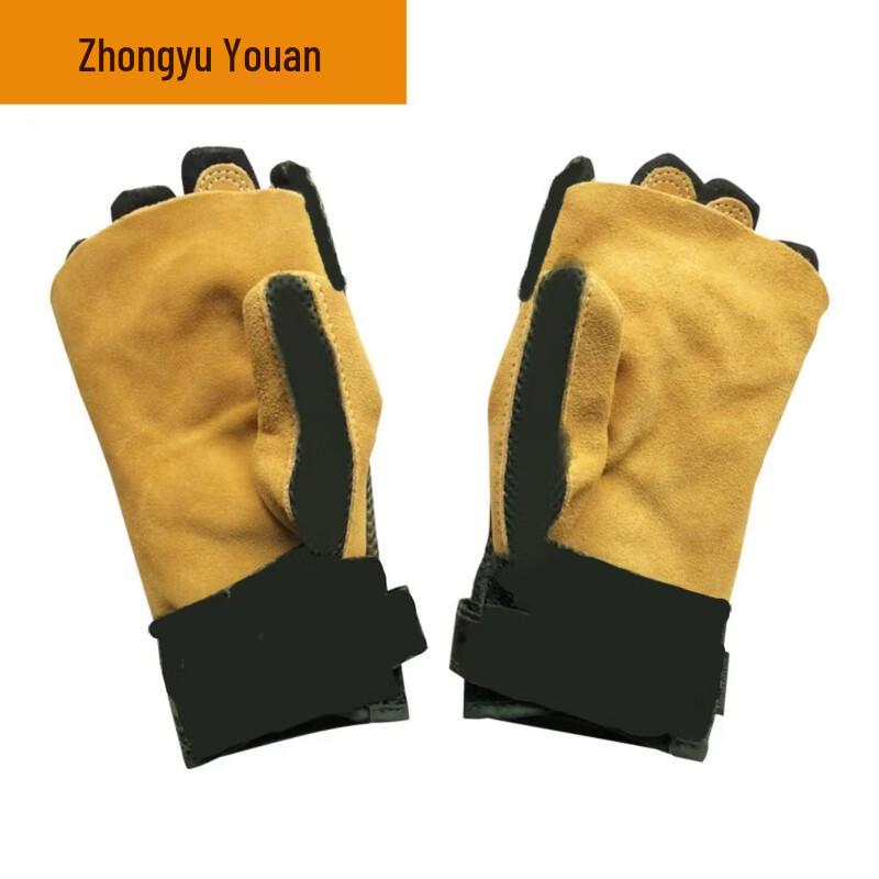 OLOMM Professional Double-Layer Cowhide Rappelling Gloves