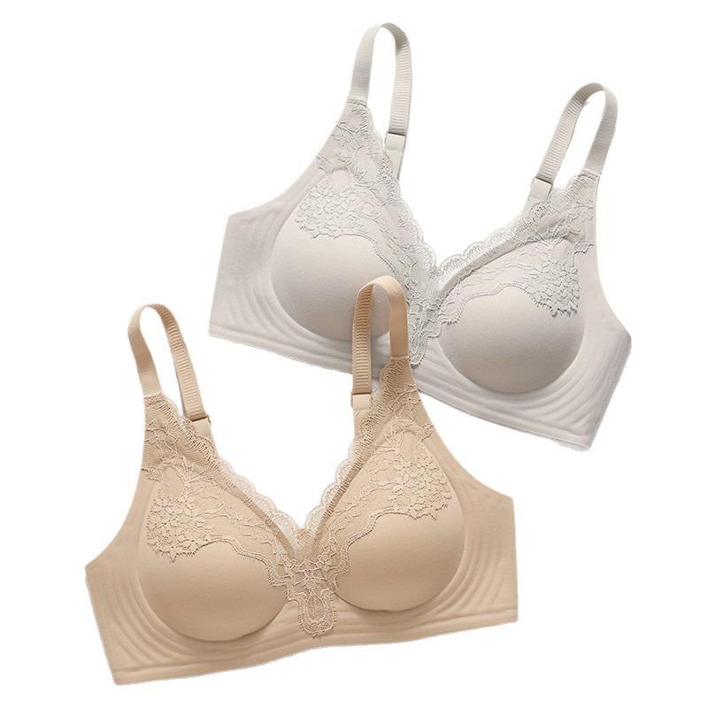 Wireless Push Up Bra Sexy Back Support Lace Trim Breathable Comfort Underwear