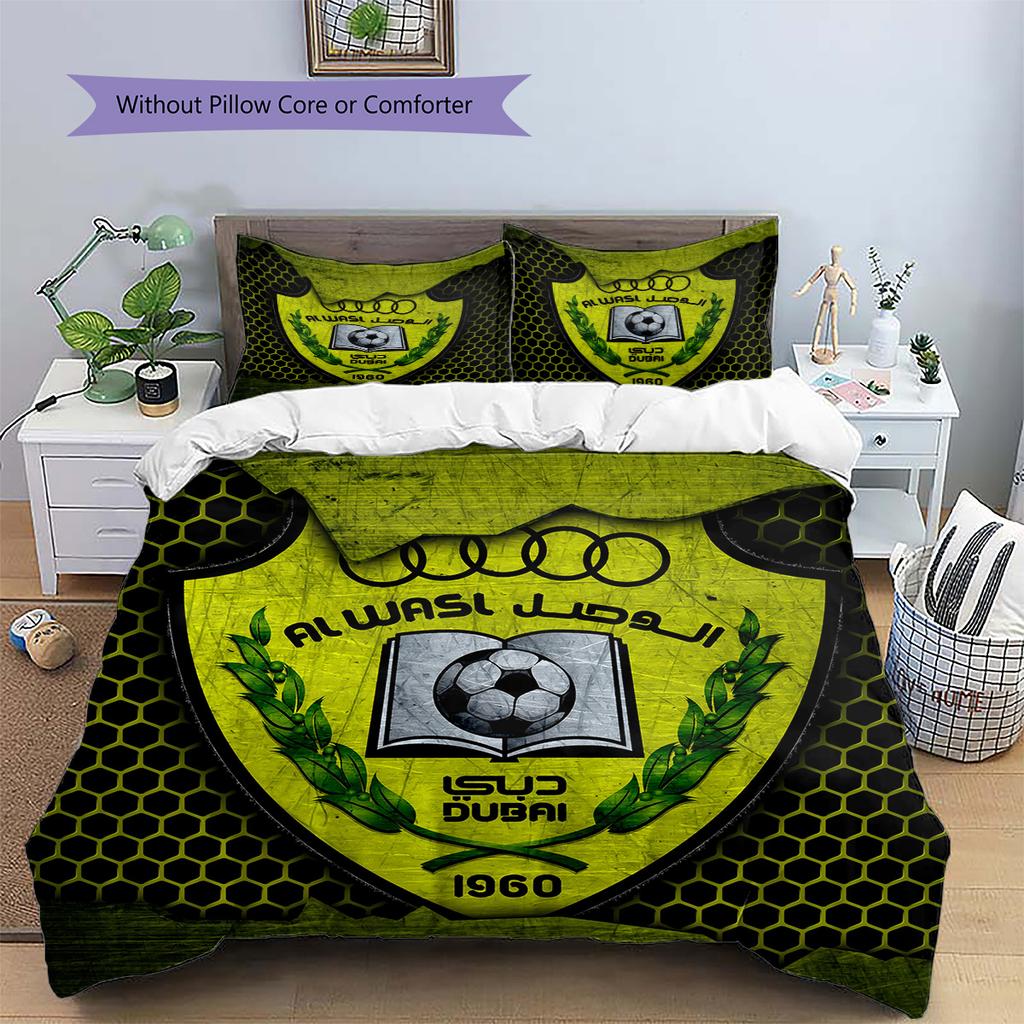 Al Wasl Football Club Pattern Bedding Quilt Set Home Decoration Gift (1 * duvet cover + 2 * pillowcase without core)