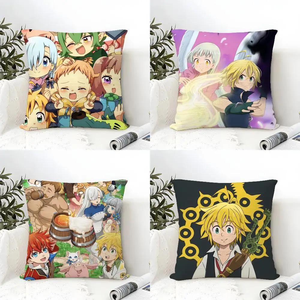 Anime DDeadly SSins Cushion Cover Eco Linen Pillow Case DoubleSided Print Breathable Durable Zipper Home Decor Gift