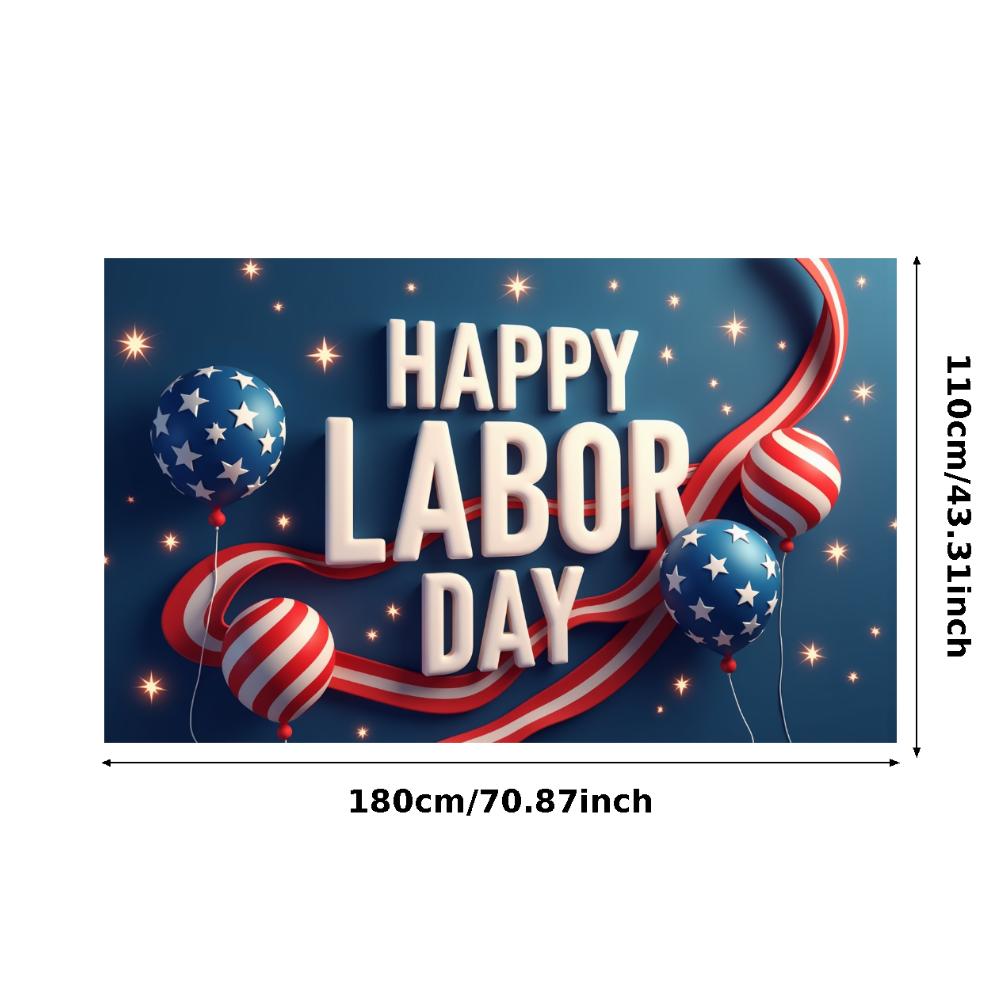 Happy Labor Day Banner Patriotic Theme Holiday Banner Balloon Decoration Star Spangled Banner for Office Celebration