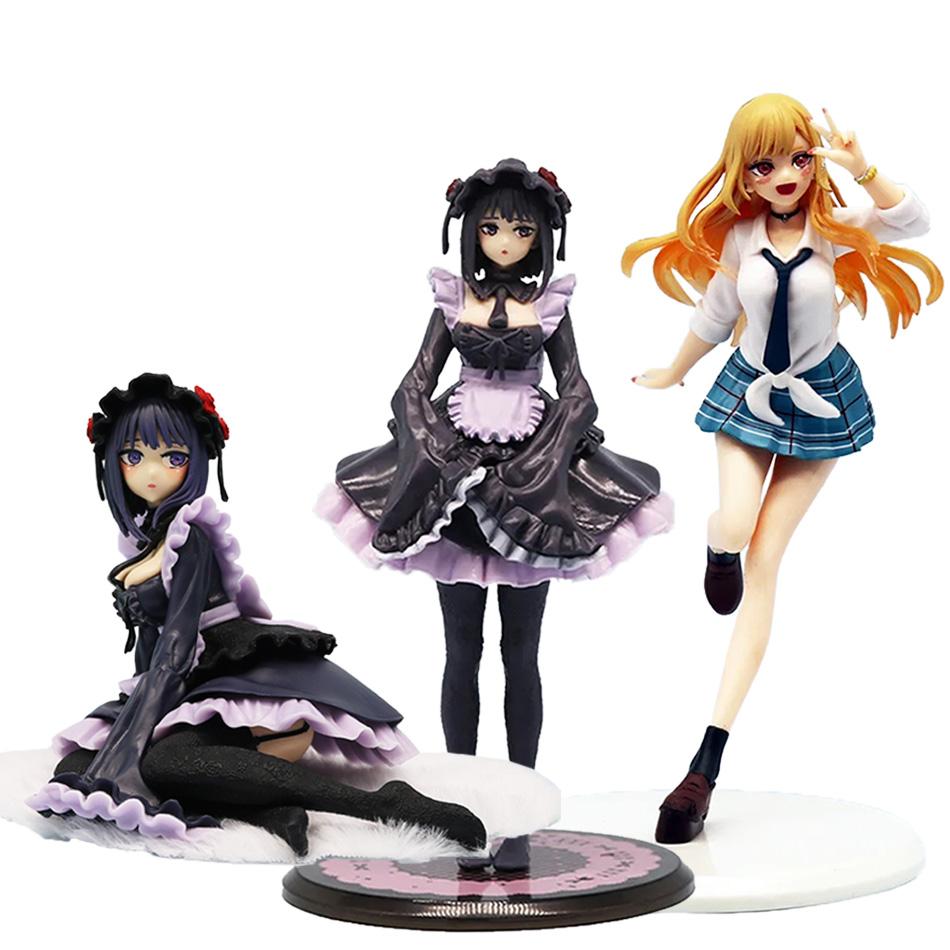 3pcs Kitagawa Marin Black Maid Outfit Action Figure My Dress-Up Darling Anime Collectible Model Toy Shizuku Kuroe