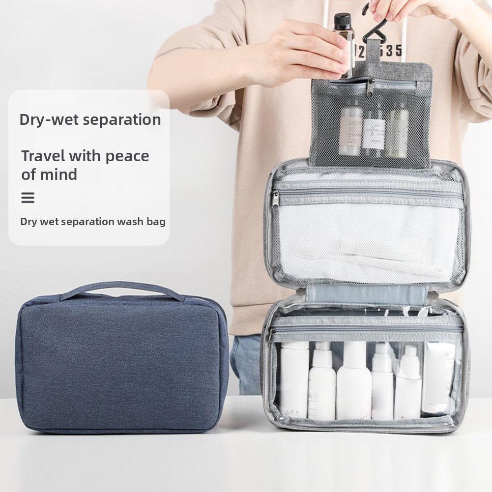 Foldable Waterproof Toiletry Bag Travel Cosmetic Organizer Dry/Wet Compartment Separation SpaciousChristmas Gift for Men Holiday