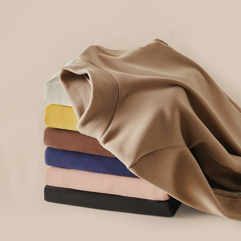 Plus Velvet Bottoming Shirt Women's Autumn Winter Thickened Half-high Collar Long-sleeved Solid Color Pullover Warm Top T-shirt