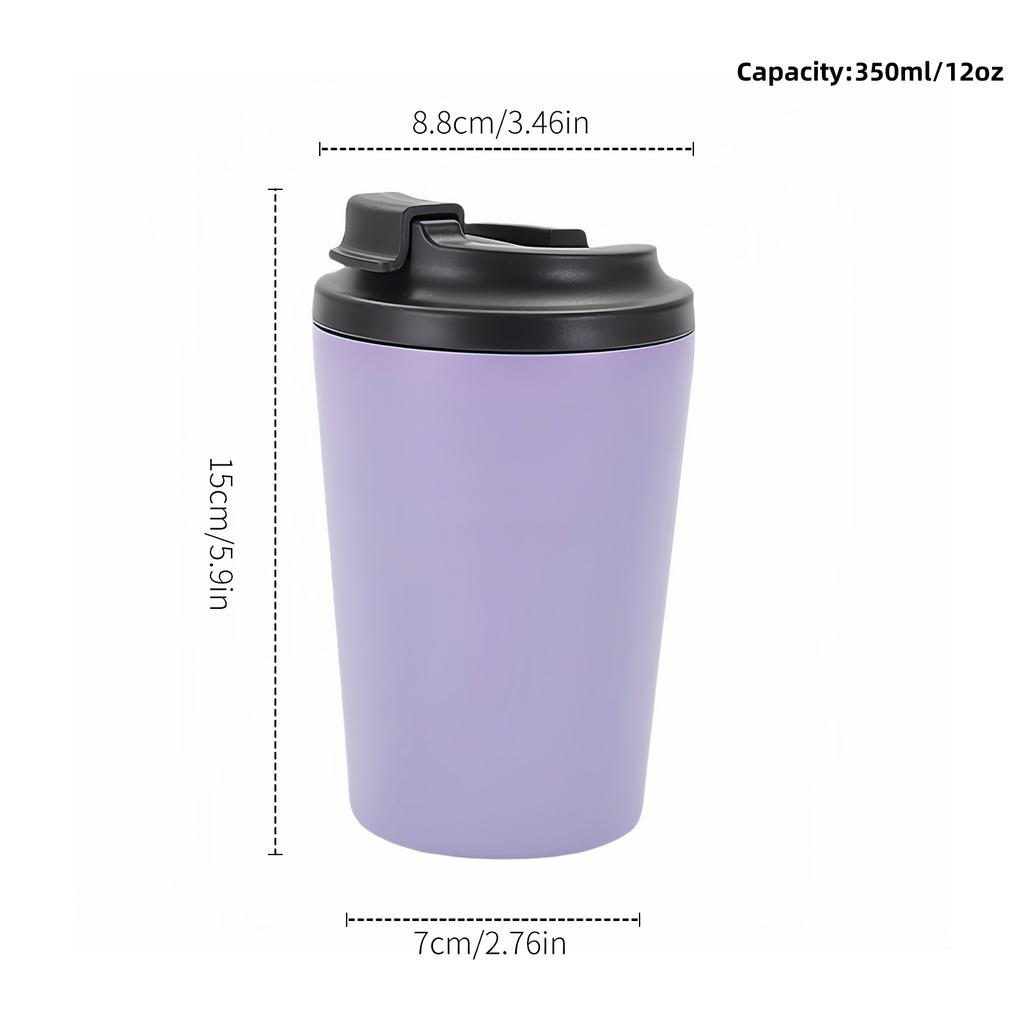 350ml/12oz Double Stainless Steel 304 Coffee Thermos Mug Leak-Proof Non-Slip Car Vacuum Flask Travel Thermal Cup Water Bottle