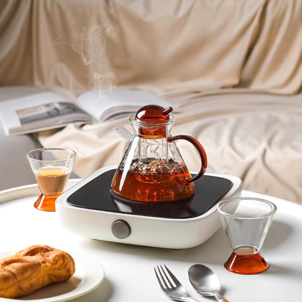 Set da Tè di Lusso Nordico in Vetro Stile Danese Teiera Fiori Inglesi Macchina da Caffè Bollitore da Tè Faz