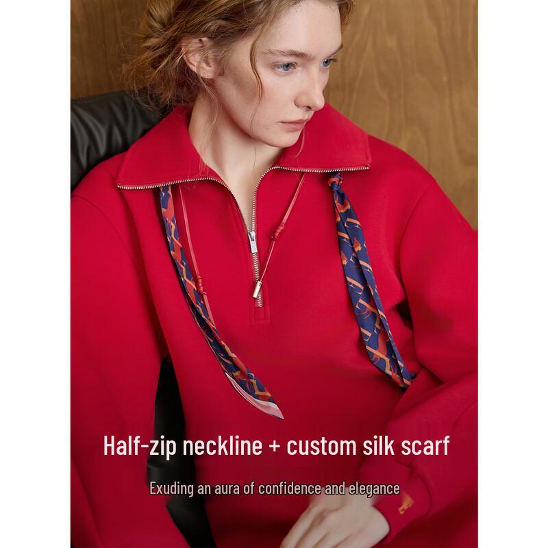 ELLE Embroidered Silk Scarf Sweatshirt Dress