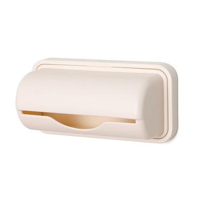 Wall Mounted Trash Bag Holder Plastic Drill Free Garbage Bag Dispenser for Home Kitchen Apricot