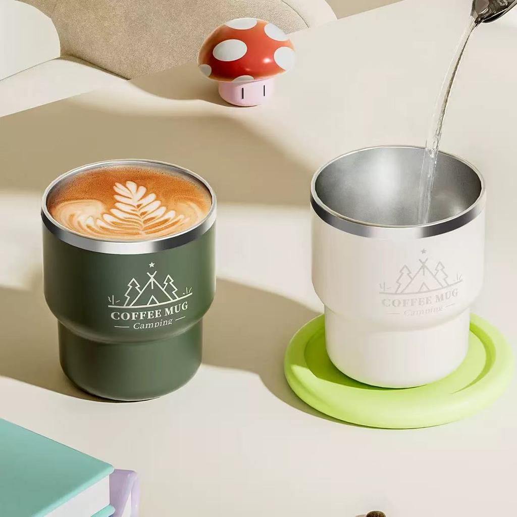 400ML Stainless Steel Thermal Cup Office Coffee Mug Double Layer Insulated Water Cup Portable Keeps Cold and Heat Thermal Mug
