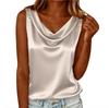 Women’s Sleeveless Satin Cowl Neck Blouse Relaxed Fit Pullover Top Lightweight Soft Tank Shirt for Daily Wear