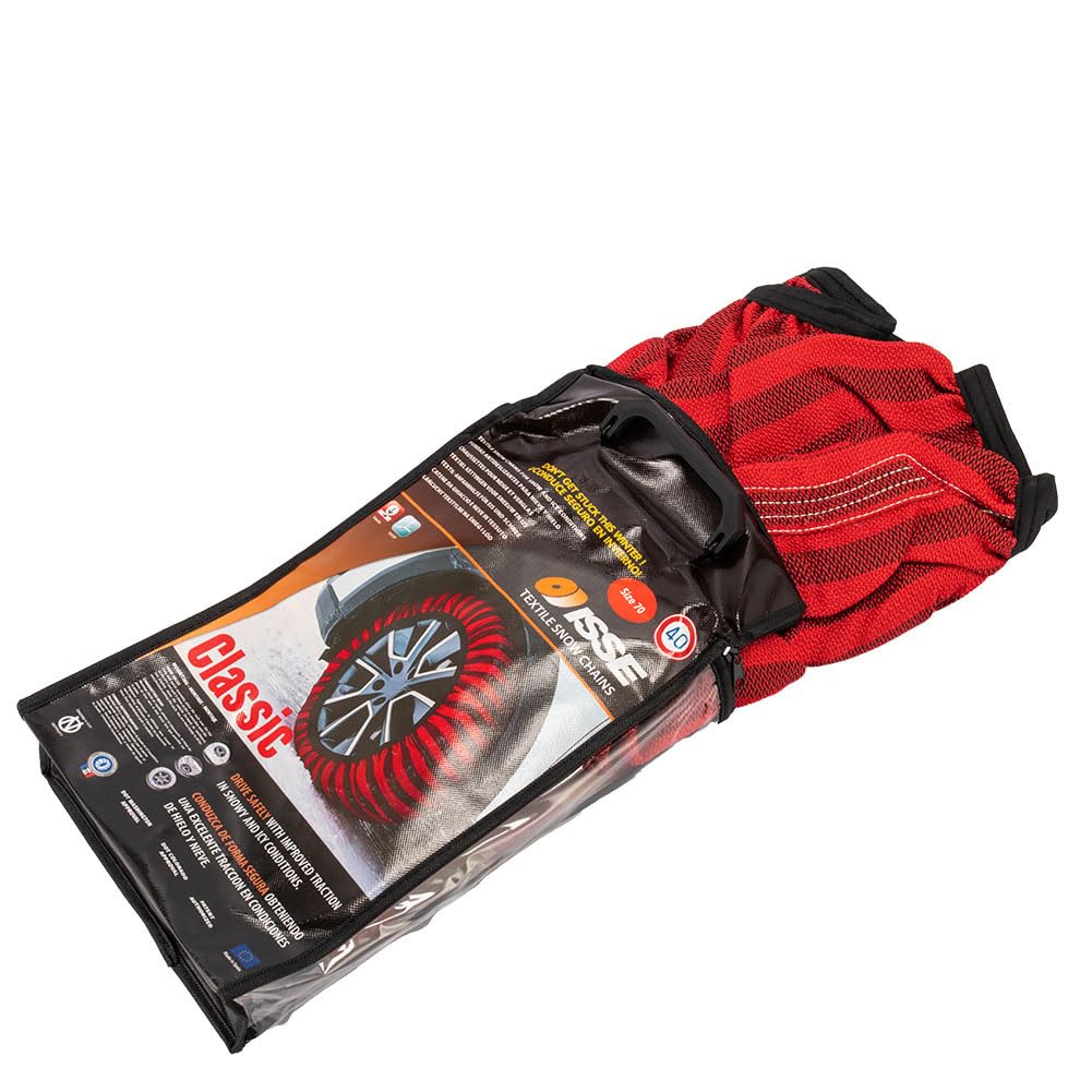 ISSE Cloth Tire Chains and Snow Classic Size Easy To Tire Protection for Winter and Socks, Model, 74, Red. Install, Anti-slip, Snow. [Product Code