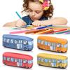 Kawaii Large Capacity Cartoon Animal Pencil Bag Pencil Case School Bus Shape Canvas Pen Bag