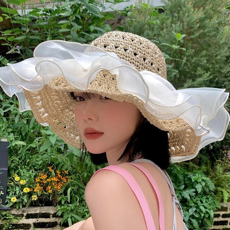 Trendy Style Korean Summer Hat For Adults With Large Brim And Design Protective
