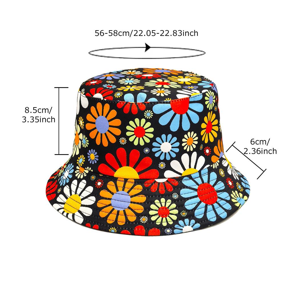 Bucket Hat Fashion Print Fisherman Hats Double Sides Flat Top Panama Caps for Men Women Reversible Outdoor Sun Hats Basin Cap