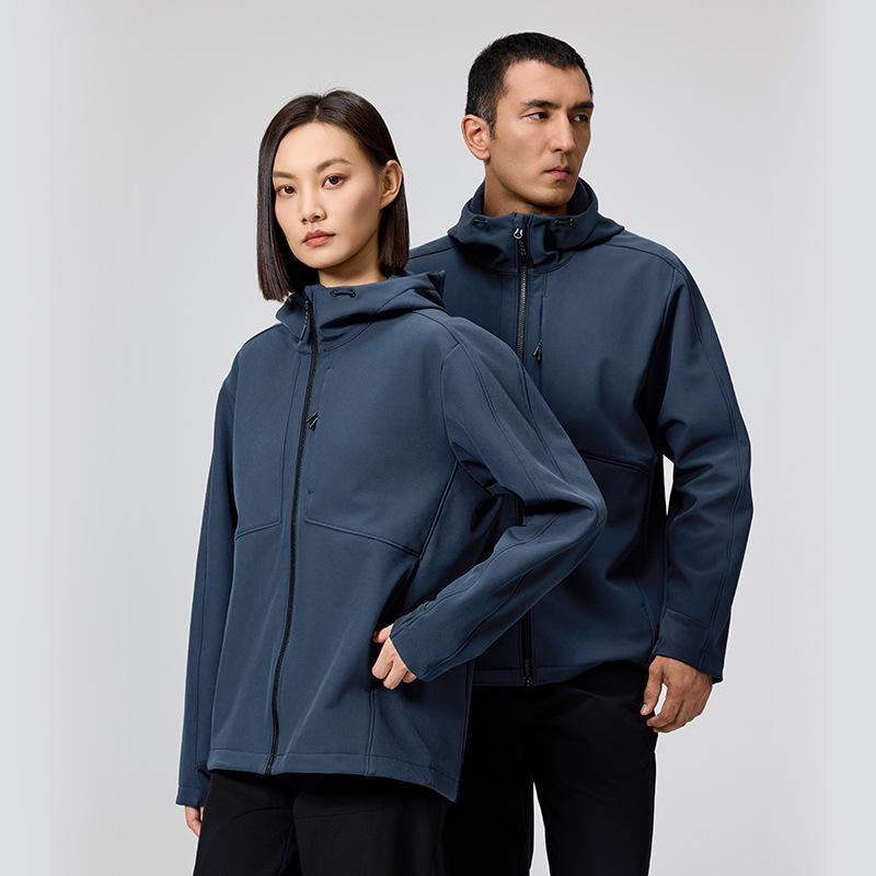 YKK Zipper Hooded Softshell Jacket - High Stretch, Waterproof, Anti-static, All-season Outerwear for Couples, Style D30