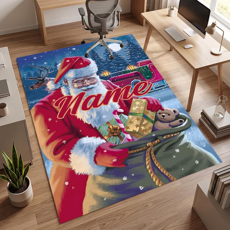 Jolly Santa Claus (5) Personalized name Office Carpet Stylish Decor for Living Room Bedroom Kitchen